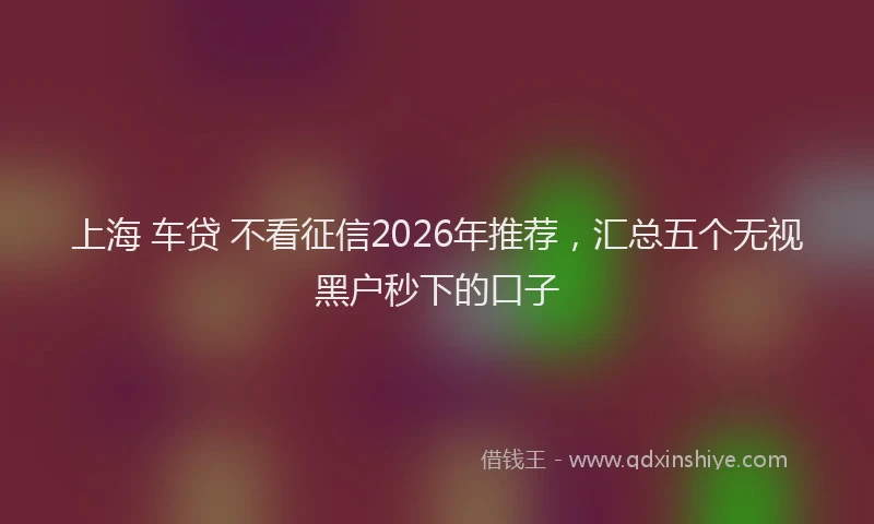 上海 车贷 不看征信2026年推荐，汇总五个无视黑户秒下的口子