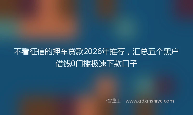 不看征信的押车贷款2026年推荐，汇总五个黑户借钱0门槛极速下款口子