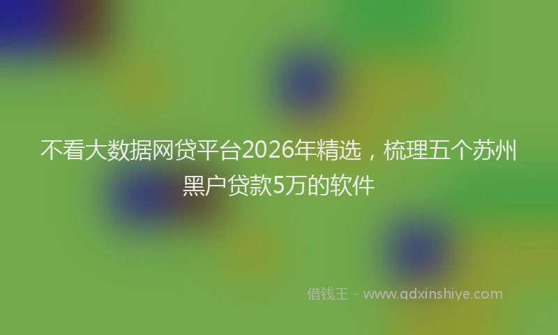 不看大数据网贷平台2026年精选,梳理五个苏州黑户贷款5万的软件