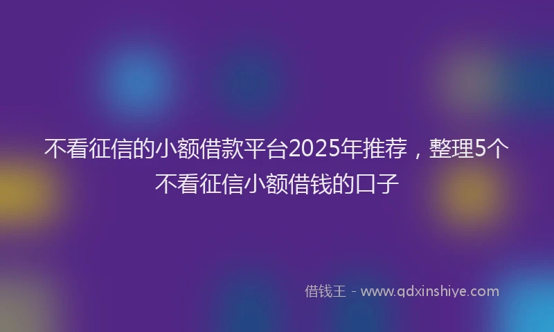 不看征信的小额借款平台2025年推荐，整理5个不看征信小额借钱的口子