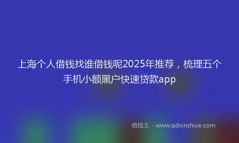 上海个人借钱找谁借钱呢2025年推荐，梳理五个手机小额黑户快速贷款app