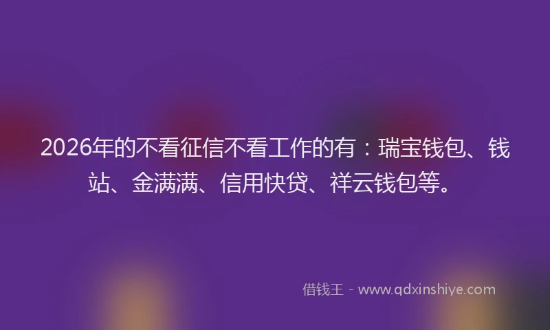 2026年的不看征信不看工作的有:瑞宝钱包、钱站、金满满、信用快贷、祥云钱包等。