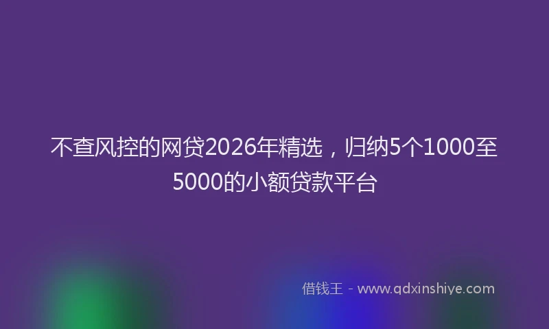 不查风控的网贷2026年精选，归纳5个1000至5000的小额贷款平台