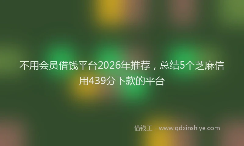 不用会员借钱平台2026年推荐，总结5个芝麻信用439分下款的平台