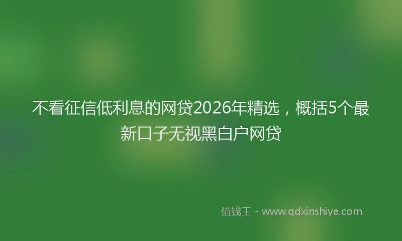 不看征信低利息的网贷2026年精选，概括5个最新口子无视黑白户网贷