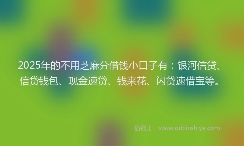 2025年的不用芝麻分借钱小口子有：银河信贷、信贷钱包、现金速贷、钱来花、闪贷速借宝等。