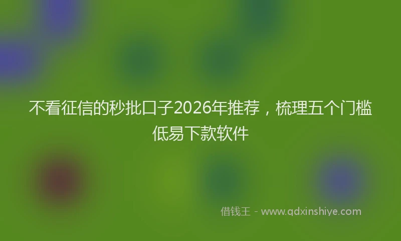 不看征信的秒批口子2026年推荐，梳理五个门槛低易下款软件