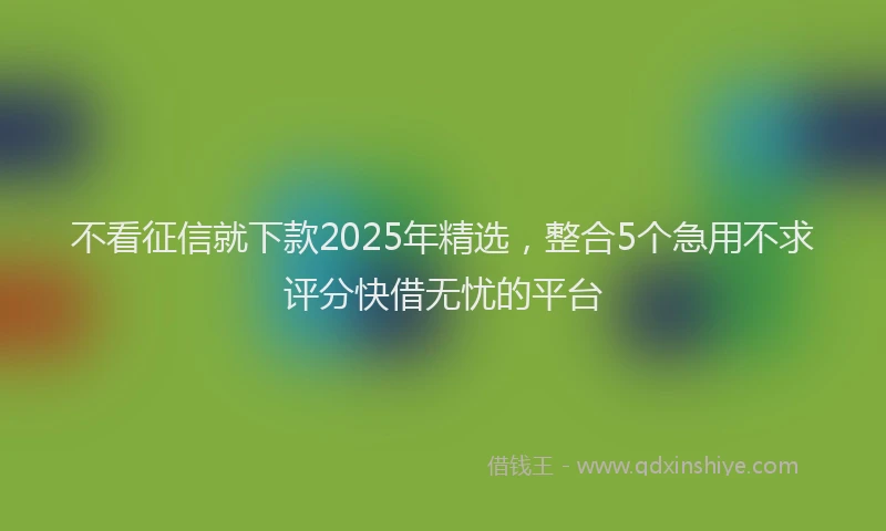 不看征信就下款2025年精选,整合5个急用不求评分快借无忧的平台