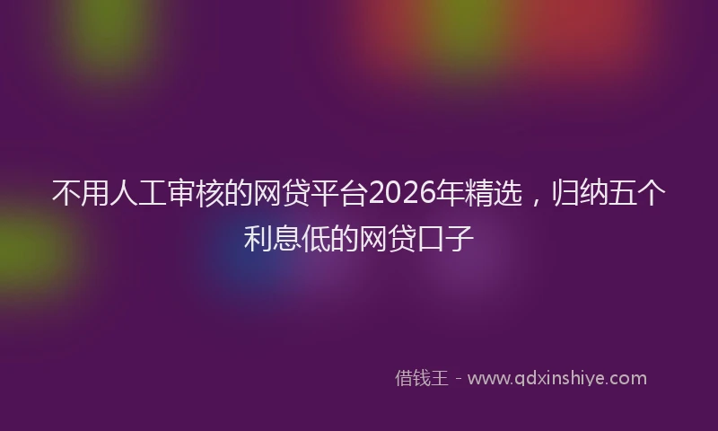 不用人工审核的网贷平台2026年精选，归纳五个利息低的网贷口子