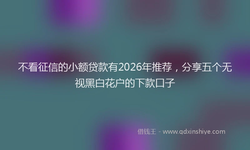 不看征信的小额贷款有2026年推荐，分享五个无视黑白花户的下款口子