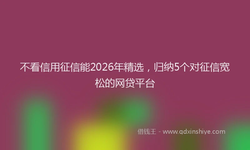 不看信用征信能2026年精选，归纳5个对征信宽松的网贷平台