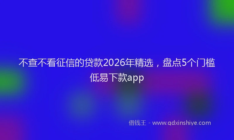不查不看征信的贷款2026年精选，盘点5个门槛低易下款app