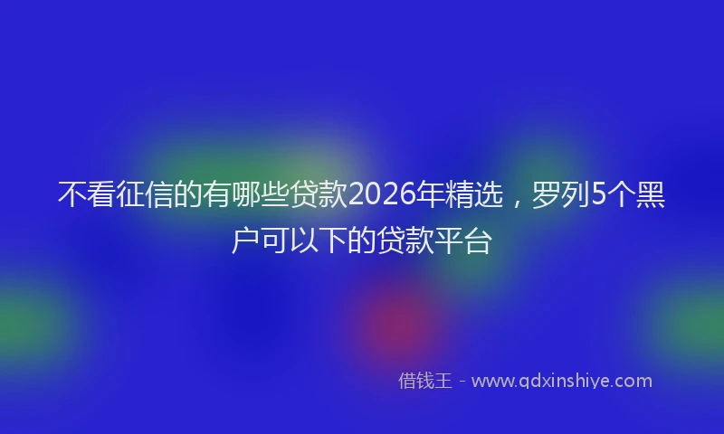 不看征信的有哪些贷款2026年精选，罗列5个黑户可以下的贷款平台