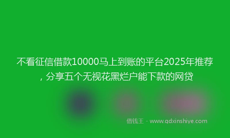 不看征信借款10000马上到账的平台2025年推荐,分享五个无视花黑烂户能下款的网贷