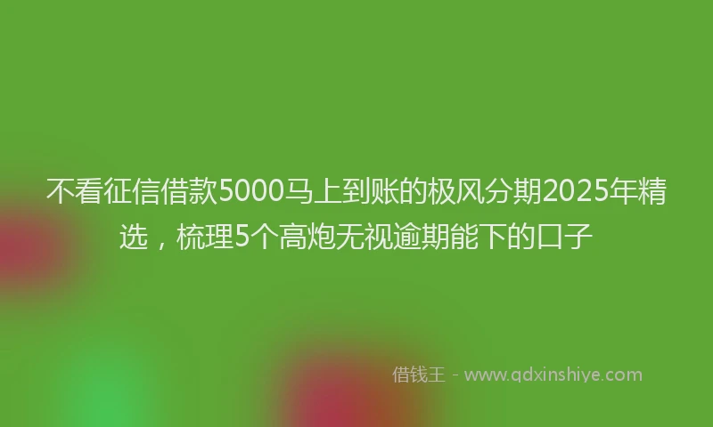 不看征信借款5000马上到账的极风分期2025年精选，梳理5个高炮无视逾期能下的口子