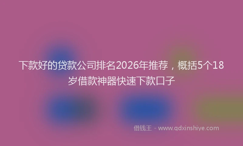下款好的贷款公司排名2026年推荐，概括5个18岁借款神器快速下款口子