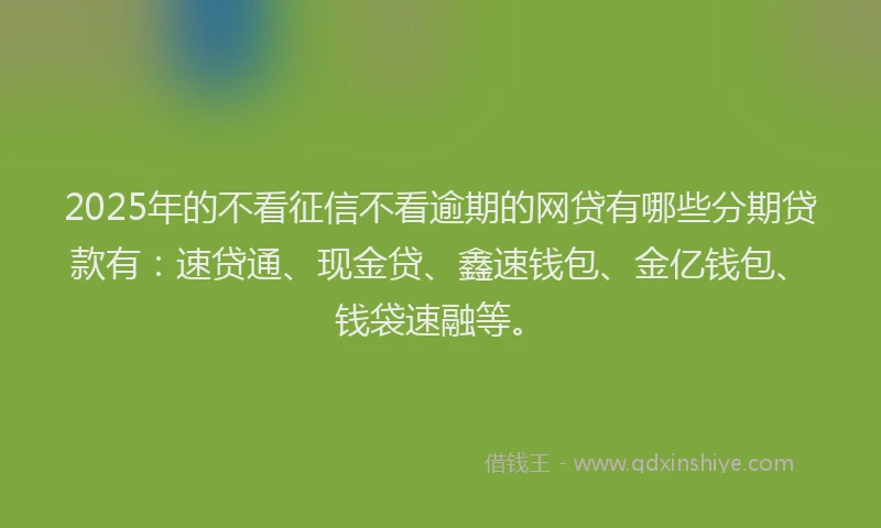 2025年的不看征信不看逾期的网贷有哪些分期贷款有：速贷通、现金贷、鑫速钱包、金亿钱包、钱袋速融等。