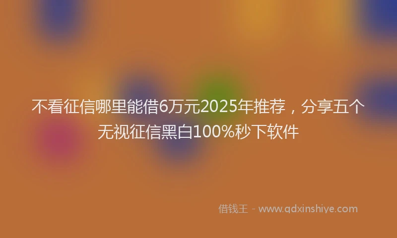 不看征信哪里能借6万元2025年推荐，分享五个无视征信黑白100%秒下软件