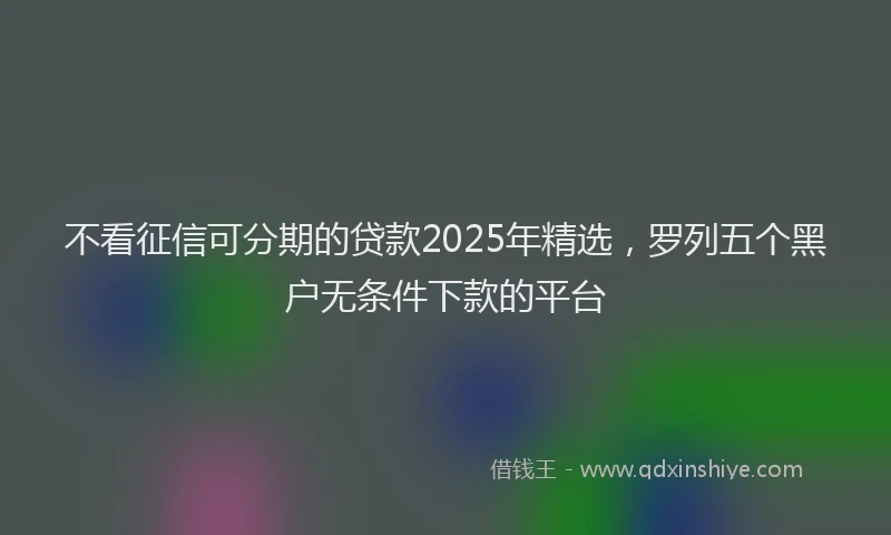 不看征信可分期的贷款2025年精选，罗列五个黑户无条件下款的平台