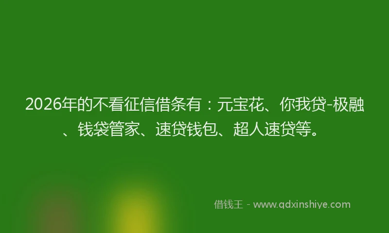2026年的不看征信借条有:元宝花、你我贷-极融、钱袋管家、速贷钱包、超人速贷等。