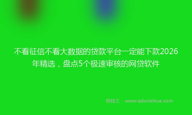 不看征信不看大数据的贷款平台一定能下款2026年精选,盘点5个极速审核的网贷软件