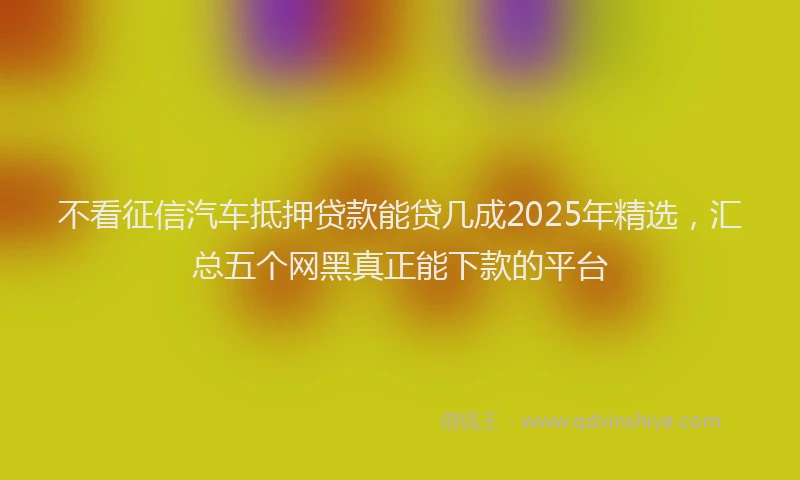 不看征信汽车抵押贷款能贷几成2025年精选，汇总五个网黑真正能下款的平台