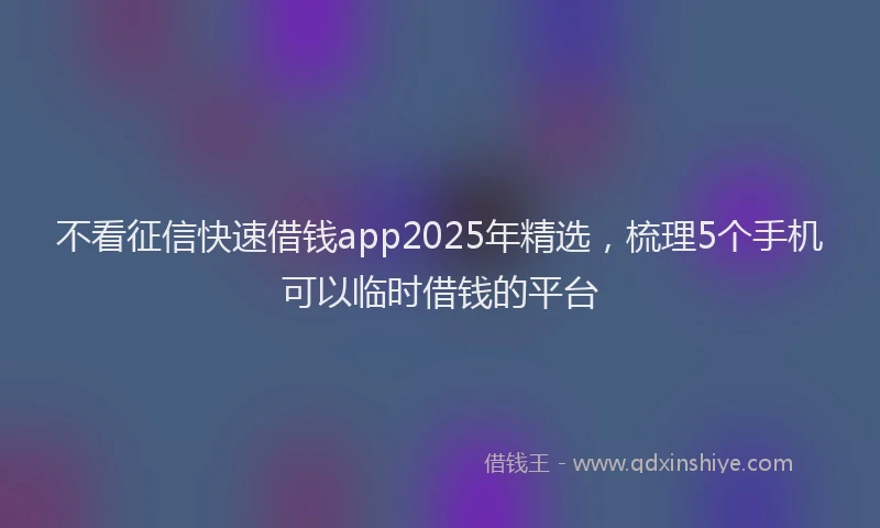 不看征信快速借钱app2025年精选,梳理5个手机可以临时借钱的平台