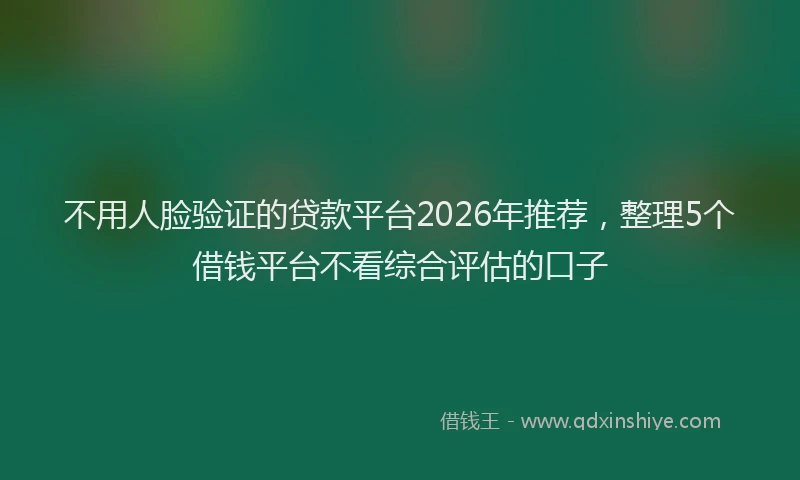 不用人脸验证的贷款平台2026年推荐，整理5个借钱平台不看综合评估的口子