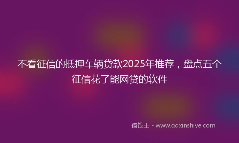 不看征信的抵押车辆贷款2025年推荐，盘点五个征信花了能网贷的软件