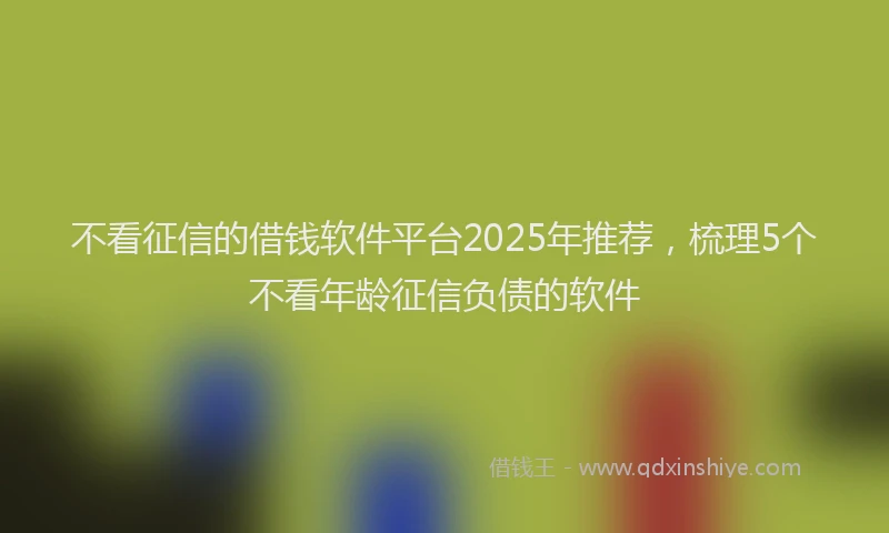 不看征信的借钱软件平台2025年推荐，梳理5个不看年龄征信负债的软件