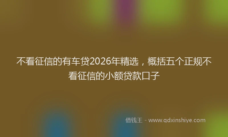 不看征信的有车贷2026年精选，概括五个正规不看征信的小额贷款口子