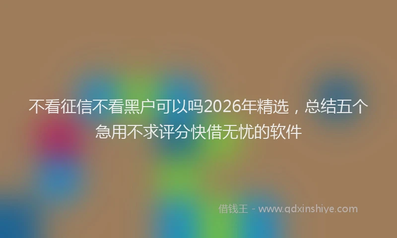 不看征信不看黑户可以吗2026年精选,总结五个急用不求评分快借无忧的软件
