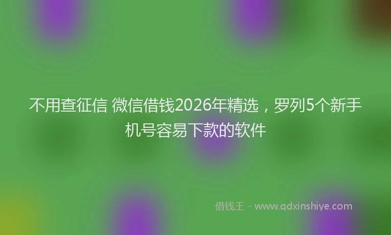 不用查征信 微信借钱2026年精选，罗列5个新手机号容易下款的软件