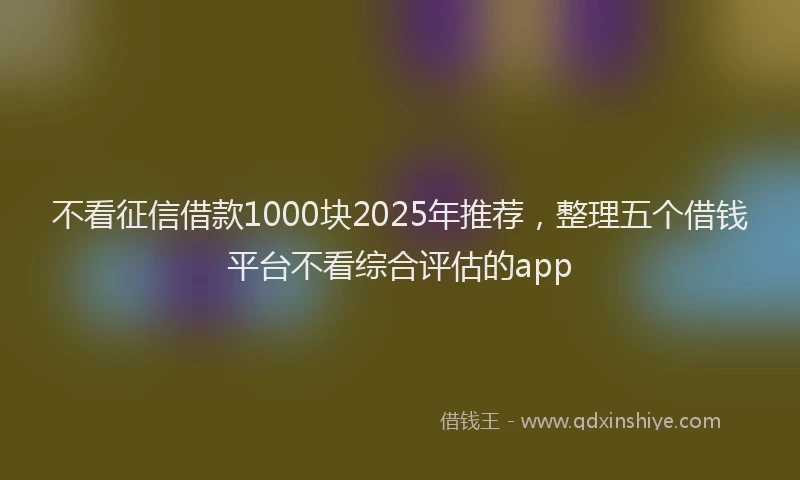 不看征信借款1000块2025年推荐，整理五个借钱平台不看综合评估的app
