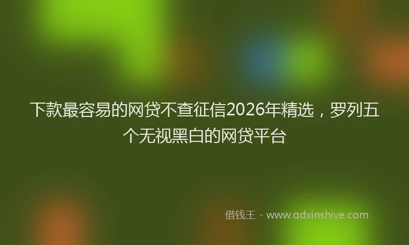 下款最容易的网贷不查征信2026年精选，罗列五个无视黑白的网贷平台