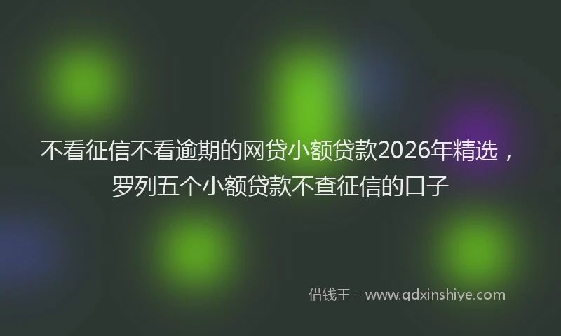 不看征信不看逾期的网贷小额贷款2026年精选，罗列五个小额贷款不查征信的口子