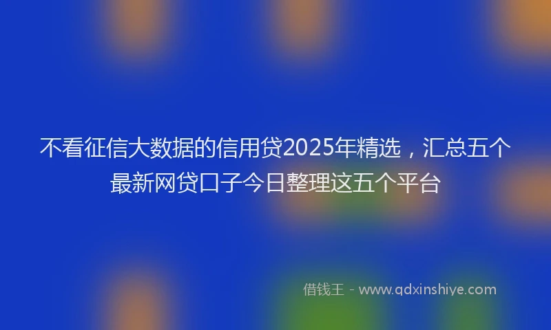不看征信大数据的信用贷2025年精选，汇总五个最新网贷口子今日整理这五个平台