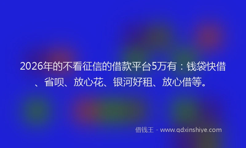2026年的不看征信的借款平台5万有：钱袋快借、省呗、放心花、银河好租、放心借等。