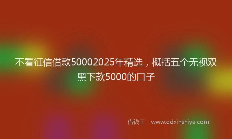 不看征信借款50002025年精选，概括五个无视双黑下款5000的口子