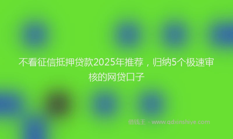 不看征信抵押贷款2025年推荐，归纳5个极速审核的网贷口子
