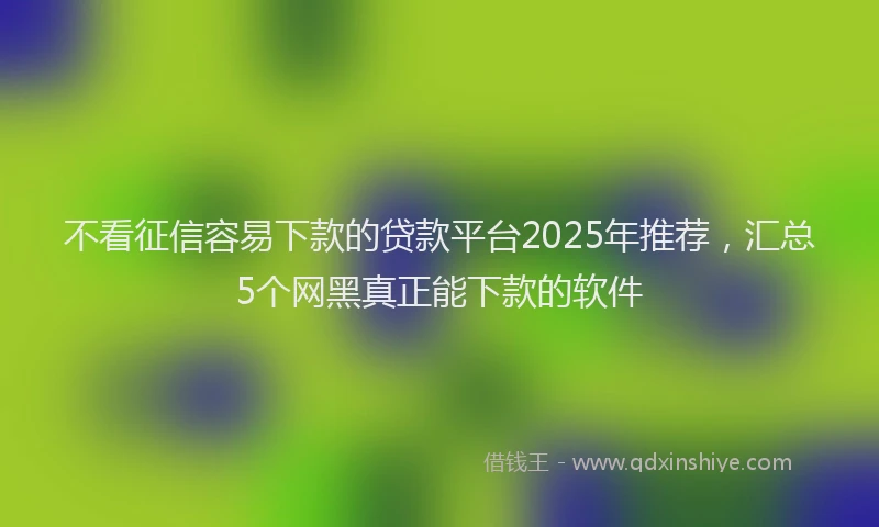 不看征信容易下款的贷款平台2025年推荐，汇总5个网黑真正能下款的软件