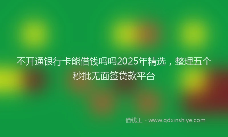 不开通银行卡能借钱吗吗2025年精选，整理五个秒批无面签贷款平台
