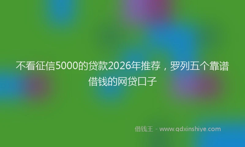 不看征信5000的贷款2026年推荐，罗列五个靠谱借钱的网贷口子