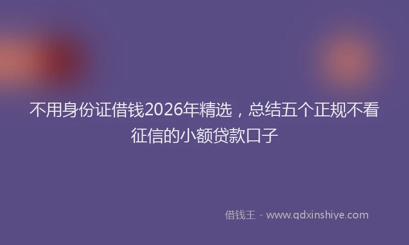 不用身份证借钱2026年精选，总结五个正规不看征信的小额贷款口子