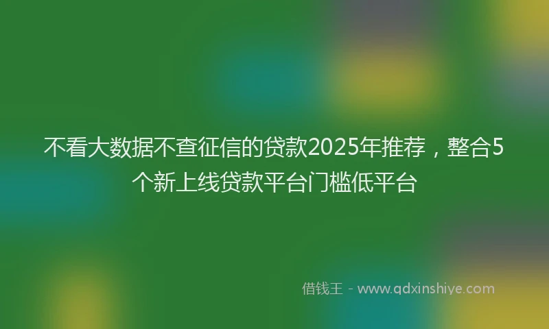 不看大数据不查征信的贷款2025年推荐，整合5个新上线贷款平台门槛低平台