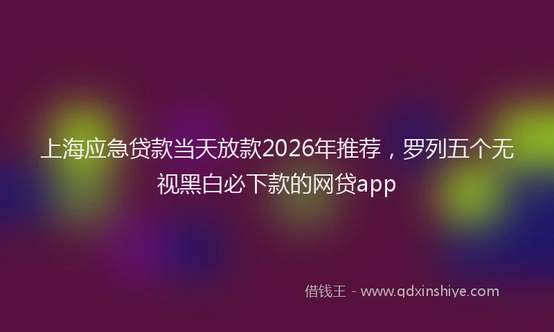 上海应急贷款当天放款2026年推荐,罗列五个无视黑白必下款的网贷app