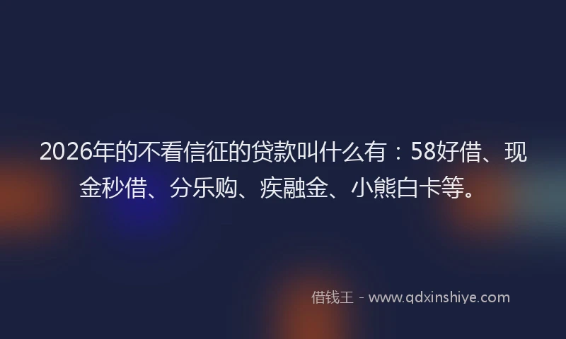 2026年的不看信征的贷款叫什么有：58好借、现金秒借、分乐购、疾融金、小熊白卡等。