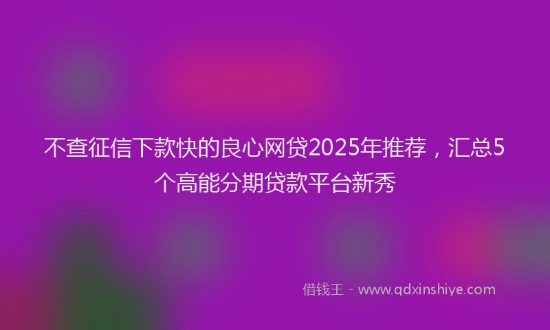不查征信下款快的良心网贷2025年推荐，汇总5个高能分期贷款平台新秀