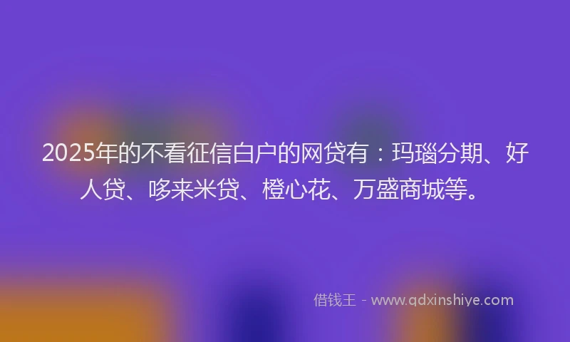2025年的不看征信白户的网贷有：玛瑙分期、好人贷、哆来米贷、橙心花、万盛商城等。