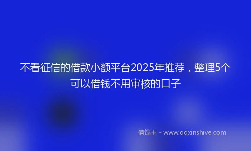 不看征信的借款小额平台2025年推荐，整理5个可以借钱不用审核的口子